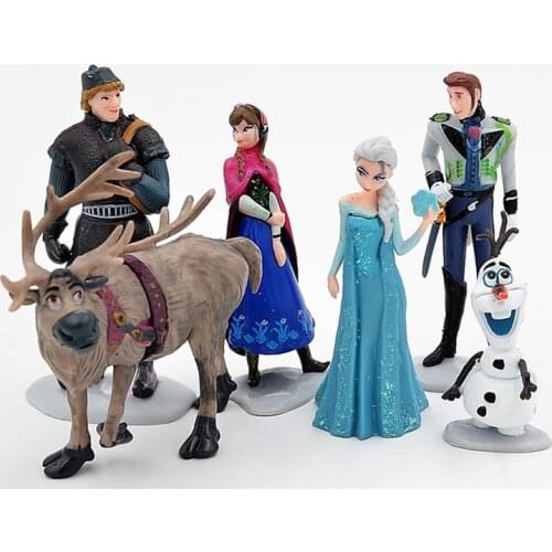 Disney Frozen 6 Pcs/Set 6-11cm Princess Anna Elsa Kristoff Sven Olaf PVC Action Figures Model Dolls Collection Birthday Gift Toy