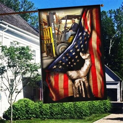 Forklift Operator Flag 3D Full Printing Garden Flags Hanging House Flag Garden Flag Decoration Double-sided Printing