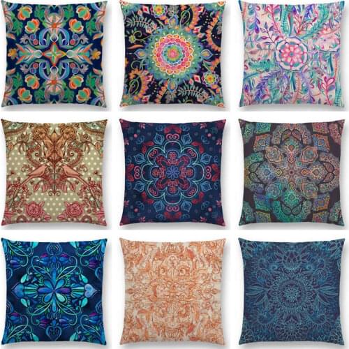 Hot Sale Dream Art Flowers Gorgeous Floral Doodle Botanical Geometry Nature Pattern Retro Cushion Home Decor Sofa Throw Pillow