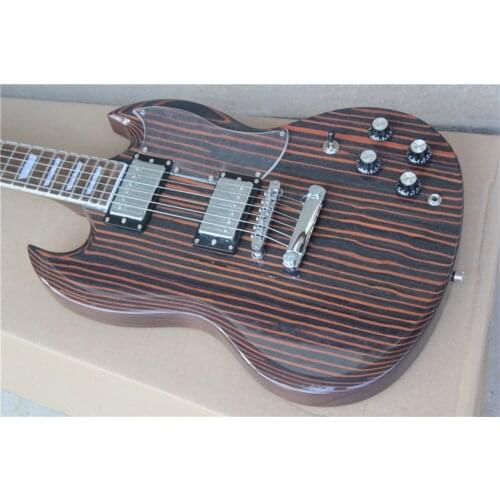 CUSTOM 6 strings guitar, zebra pinto wood body,HH pickups,acrylic pickguard,chrome button,neck bolt on body