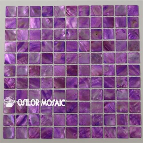 Purple color Chinese freshwater shell mother of pearl mosaic tile for bathroom and kitchen decoration wall tile 1pcs