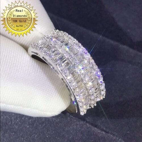 18k white gold ring Natural Real 1ct Diamond Ring Engagement&Wedding Jewellery have certificate 0023