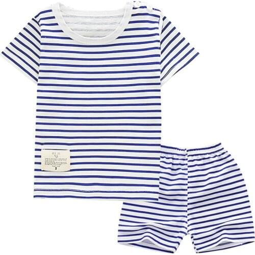 2019 baby boys clothes set quality 100% cotton summer kids clothes striped girl clothes body suit children sets tshirt