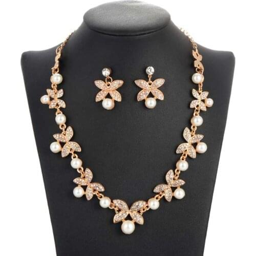 Hesiod Imitation Pearl Jewelry Set Simulated Pearl Women Earrings Necklace Bracelet Sets for Wedding