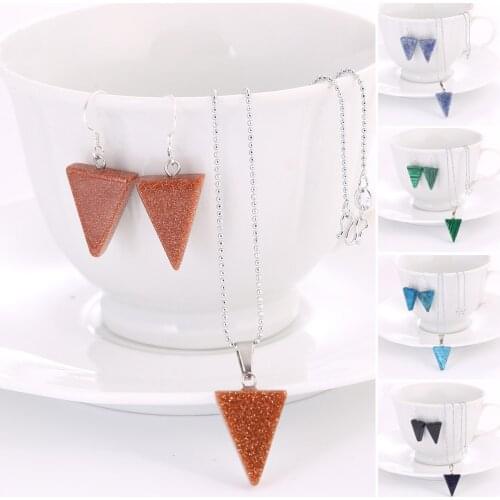 Fashion Water Drop Statement Women Natural Stone Bib Choker Necklace Pendant Chain Earrings Jewelry Set Accessory Gift Party New