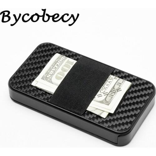Bycobecy Men Carbon Fiber Aluminum Creative Office Card Holder Box RFID Money Bag Security Smart Wallet Cartera Tarjetero 2020
