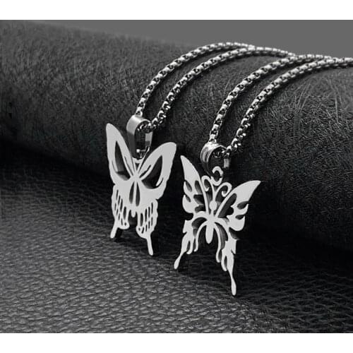 Fashion butterfly pendant wispy all-match titanium steel necklace jewelry student jewelry