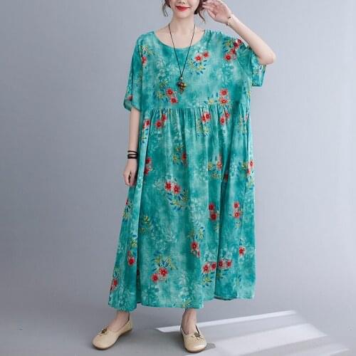 Fashion Dress 2021 New Arrival Cotton Linen Loose Summer Dress Plus Size Oversized Holiday Travel Casual Women Beach Style Dress