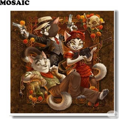 Cartoon cat Wall Art diamond Painting buddha Modern Home Decoration,Full diamond embroidery mosaic crafts