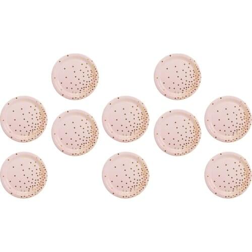 MagiDeal Pack of 10 Gold Spots Paper Party Set Plates Wedding Party Catering Tableware for birthday party wedding graduation