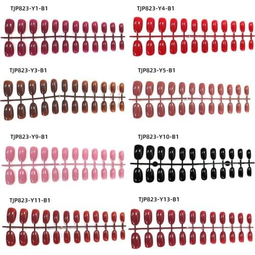 24pcs/lot Fake Nails Colorful Acrylic Natural Round Head Detachable Nails Art Wholesale Full Cover Fake Nail Tips Manicure Tools