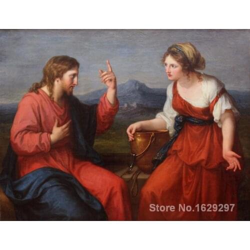 Wall art modern Christ and the Samaritan woman at the well Angelica Kauffman Paintings Hand painted High quality