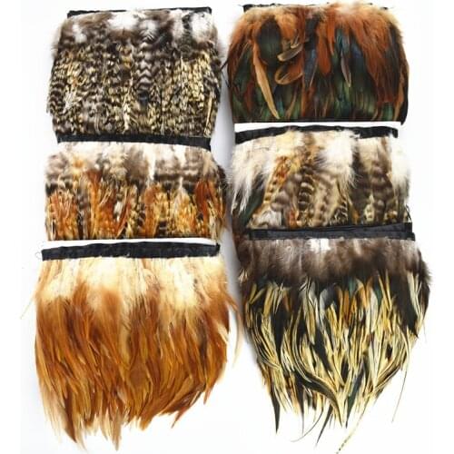 10Meter Natural Peacock Rooster Pheasant Feather Trim Decoration Feathers for Crafts on Tape Ribbon DIY Party Accessories Decor