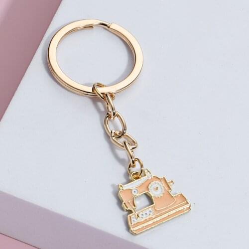 New Cute Sewing Machine Keychain Alloy Tool Key Ring Enamel Key Chains Dressmaker Gifts For Women Girls DIY Jewelry Handmade