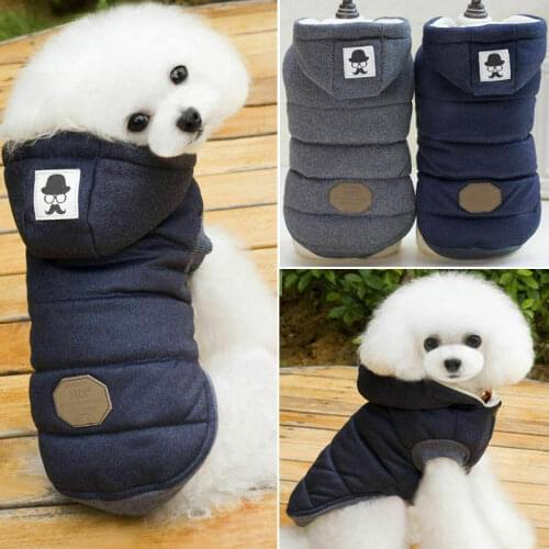 Dog Clothes Winter Coat Jacket Poodle Hooded Thick Cotton Cat Puppy Dogs Coat Small Puppy Pet Costume Winter Dog Cloth