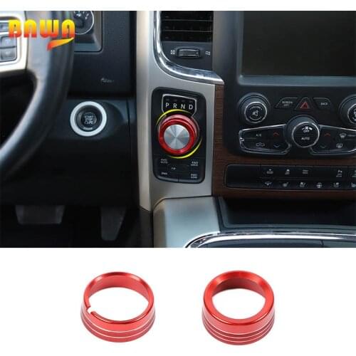BAWA Car Gear panel Headlight Switch Button Knob Aluminum alloy Decoration Ring for Dodge RAM 2010-2017