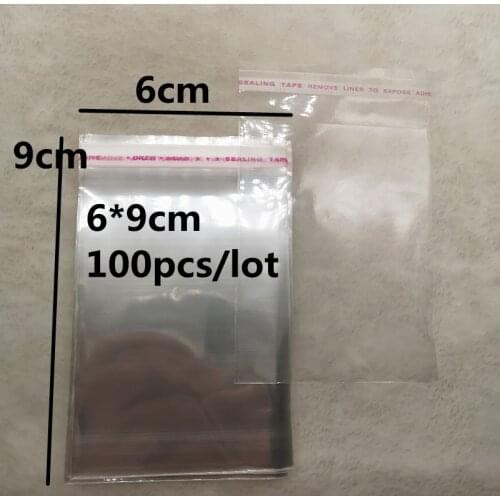 100pcs 6x9cm Resealable Poly Bag Transparent Opp Plastic Bags Self Adhesive Seal Jewellery Making Bag
