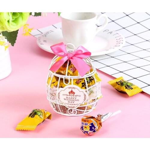 Romantic iron bird cage candy box with ribbon wedding favor box party gift box W8784