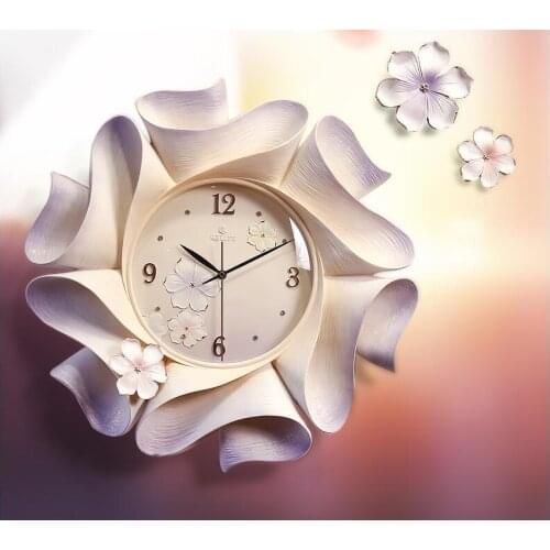 Modern Minimalist Luxury Personality Embossed European Hotel Home Silent Resin Wall Clock Crafts Mute Art Wall Chart Decoration