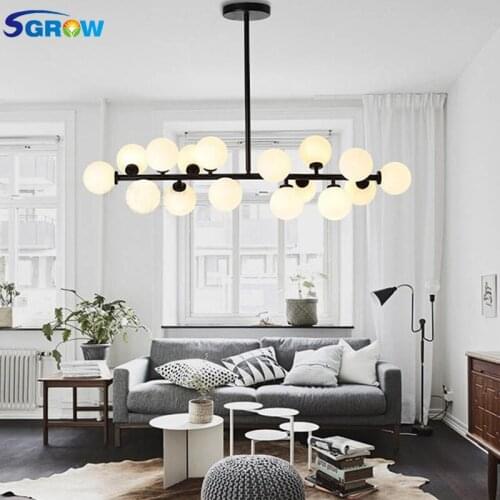 SGROW 16 Glass Balls Lamp Chandeliers with G4 Light Source Indoor Lighting Art Hanging Led Lamps for Bedroom Metal Body Lights