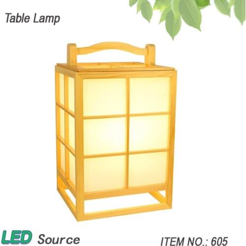 Japanese Style Tatami Solid Wood Pinus Sylvestris LED Table Lamp with Acrylic Shade Desk Lamp Fixture Bedroom Bedside Lamp