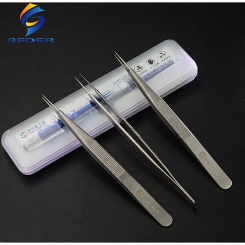 Precision Tweezers Non-Magnetic Anti-Rust Stainless Steel Fingerprint Fly Wire Tweezer Electronics Phone Repair Tools