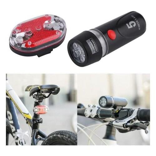 1 Set Ultra Bright Cycling Bicycle 5 LEDs Front Head Flashlight & 9 LEDs Back Rear Flash Light Laser Tail Light Bike Lamp