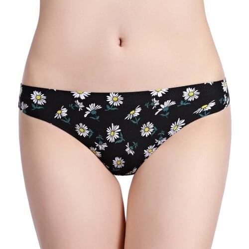 Sexy beautiful thong floral seemless Printed Breathable women underwear Panties Cotton Bottom briefs G string new popular