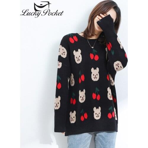 Women Spirng Auyunmn Fashion New Black O-Neck Short Pullovers Top Female Casual Cartoon Letter Print Long Sleeve Sweater QL354