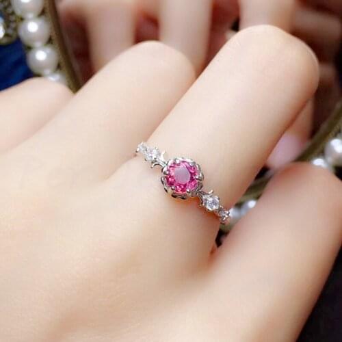 Per jewelry Natural real colorful tourmaline ring Free shipping 0.25ct gemstone 925 sterling silver Fine jewelry Q2041615