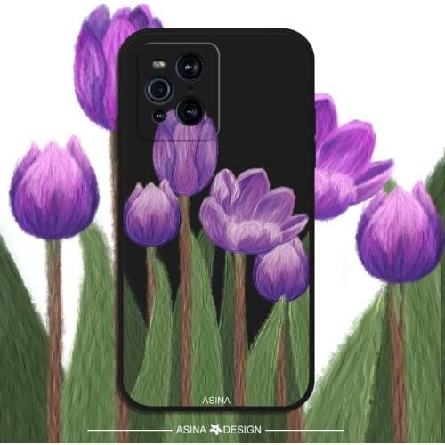 ASINA Liquid Silicone Case For Find X3 X2 Lite Neo Cartoon Flower Straight Edge Cover Bumper For OPPO Reno 6 5 A73 A94 A92 Funda