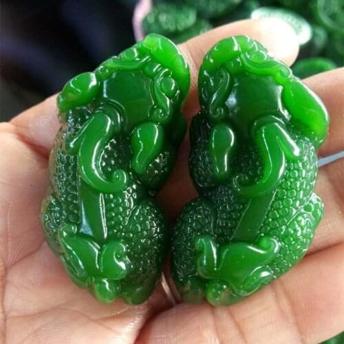 1PC CHINESE GREEN JADE DRAGON PENDANT NATURAL PIXIU NECKLACE CHARM JEWELLERY FASHION LUCKY AMULET MAN WOMEN GIFTS FREE ROPE