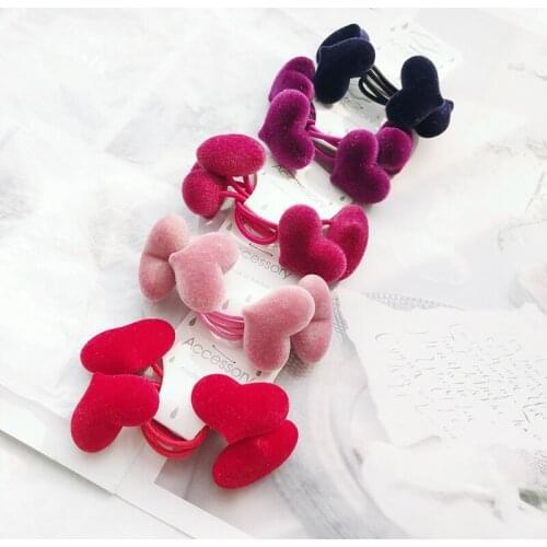 10sets Fashion Cute Velvet Heart Hair Ties Cartoon Elastic Hair Bands Princess Headwear Girls Hair Accessories