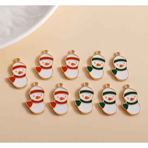 10pcs 12*20 Cute Enamel Snowman Charms DIY for Necklaces Pendants Earrings Making Christmas Charms Handmade Jewelry Accessories