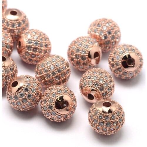 10pcs 6mm 8mm Rack Plating Brass Disco Ball Cubic Zirconia Round Beads forJewelry Accessories CZ Making DIY