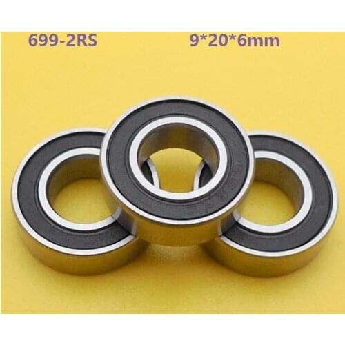 100pcs/lot 9x20x6mm 699RS 699-2RS 699 2RS RS 9*20*6mm Deep Groove Ball Bearings Double Cover Miniature Mini bearing