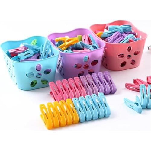 30PCS Plastic Clothes Pegs Laundry Clothespin Clothes Pins Storage Organizer Quilt Towel Clips Spring With Basket Cabides Hanger