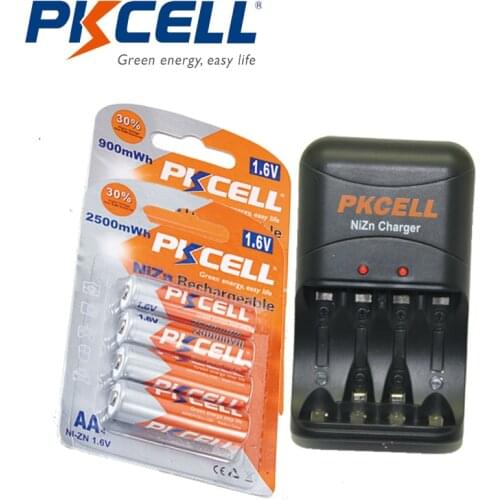 4Pcs 1.6v AAA Battery 900mWh 4Pcs aa NIZN rechargeable battery 2500mwh NI-ZN Charger US EU Plug for 2 to 4 pcs AA AAA Batteries