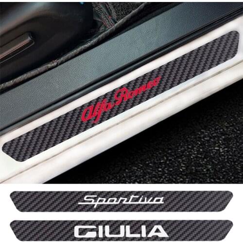 4PCS Car Door Sill Anti kick Stickers Carbon Fiber Auto Door Sticker For Alfa romeo159 147 156 mito 4C giulia giulietta Sportiva