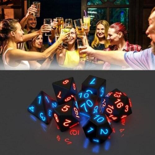 7pcs Night Light Dices Cubes Night Light Luminous Bar KTV Entertainment Game Dices Drinking Tool