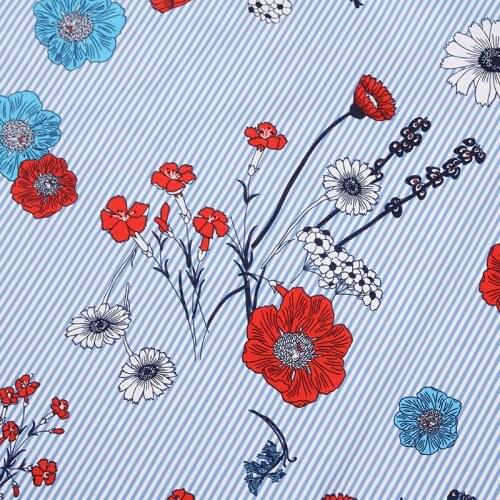 Butterflies and flowers/ striped fabrics Retro style fabric Calico Printed cotton fabric for DIY Bag 009 1 order=50cm*140cm