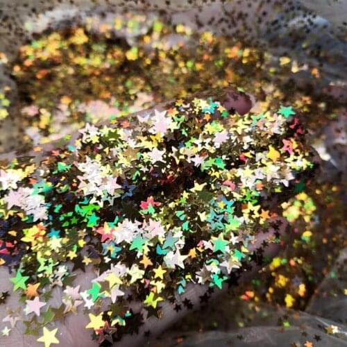 50g Mix Size Glitter Sequins Silver/Gold/Black/Red Holographic Five-point Sparkle Stars Nail Art Spangles Hollow Star Sequins