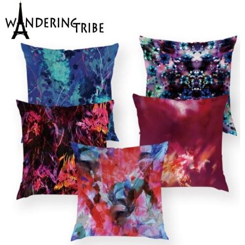 Bohemian Colorful Cushions Cover Red Flower Decorative Pillowcase Custom Luxury Case Abstract Decorative Car Throw Pillow Covers