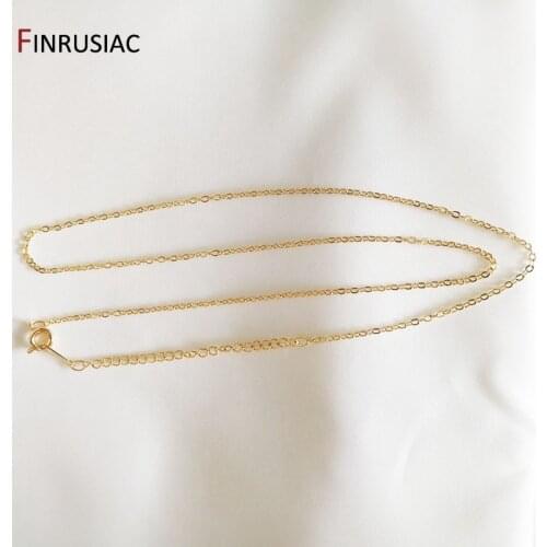 Wholesale 18K real gold plated chain for necklace making, 1.6mm thickness 50cm length, Spring clasp chain for Jewelry Making