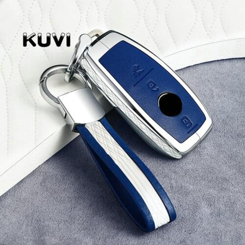 Alloy Leather Car Key Cover Case Shell Protective Bag For Mercedes Benz A C E S G GLS Class W177 W205 W213 W222 G63 X167 Maybach