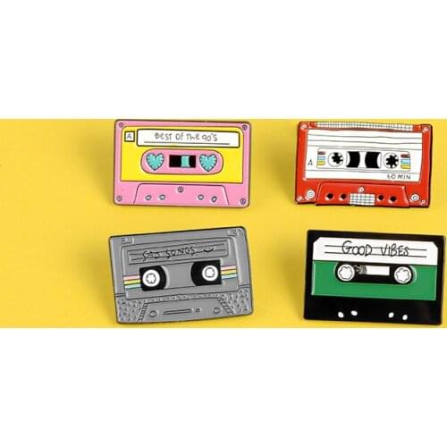 Four colors Tape Enamel Pin Custom Brooches Bag Lapel Pin Cartoon Badge Jewelry Gift for Kids Friends DIY badges