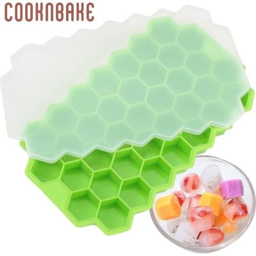 COOKNBAKE Honeycomb Ice Cube Trays with Removable Lids Silica Gel Ice Cube Mold Silicone Jelly Chocolate Mould