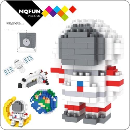 ZRK Decorate Earth Fridge Magnet Cute Interstellar Astronaut Micro Building Blocks Aircraft Rocket Mini Bricks Figures Toys Gift