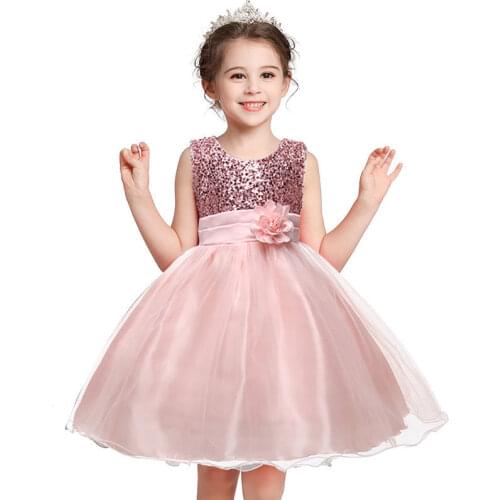 Sequin Children Halloween Girl Costume Princess Dress Toddler Candy Color Wedding Dresses for Girls Flowers Kids Holiday