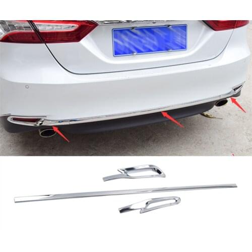 For Toyota Camry 2018-2019 ABS Chrome High quality Rear Bumper Decorative Panel 3pcs